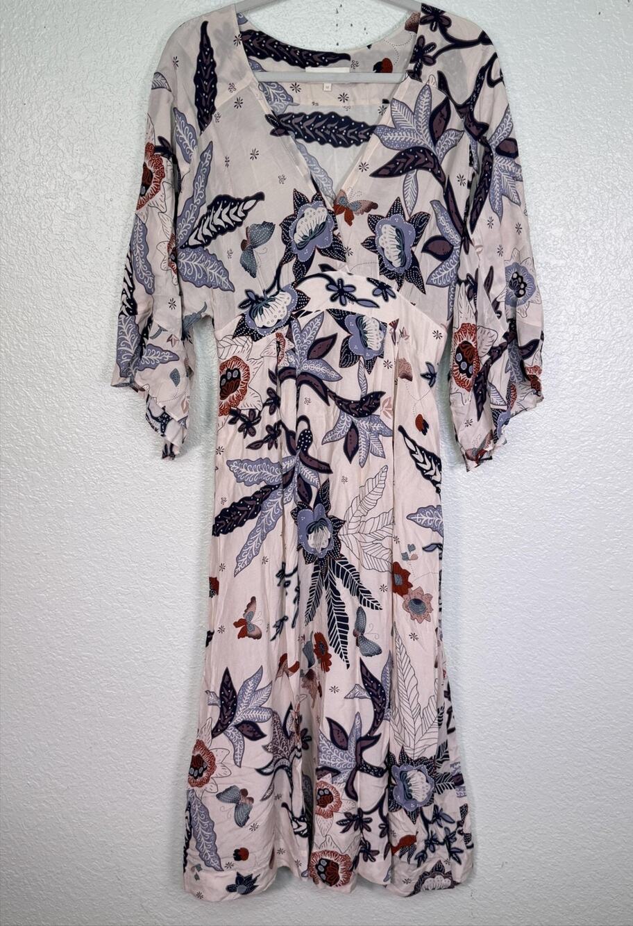 Caballero Dress Womens Medium Clover Cupro Flower Maxi Floral Butterfly Boho